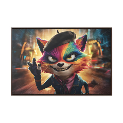 Feline Frenzy in the City Lights - Gallery Canvas Wraps, Horizontal Frame