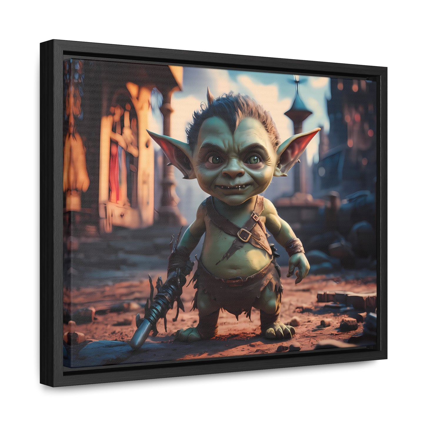Goblin Warrior in the Ruined City - Gallery Canvas Wraps, Horizontal Frame