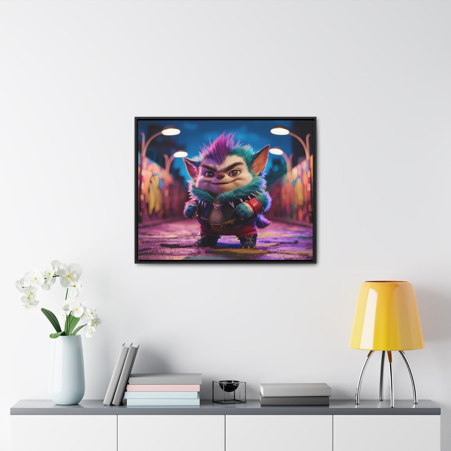 Rebel Furry in the Neon Alley - Gallery Canvas Wraps, Horizontal Frame