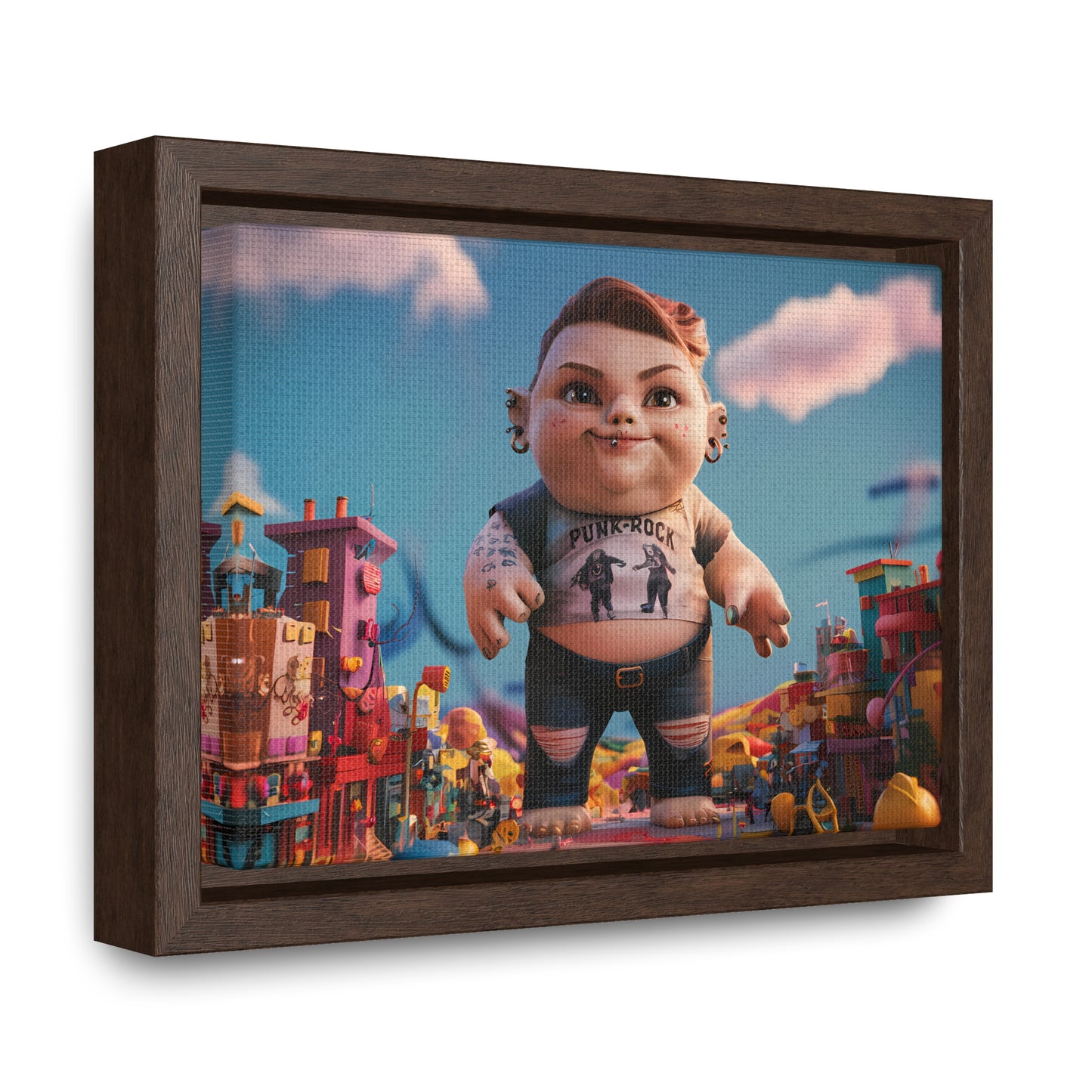 "Punk Rock Titan in Toy Town" - Gallery Canvas Wraps, Horizontal Frame