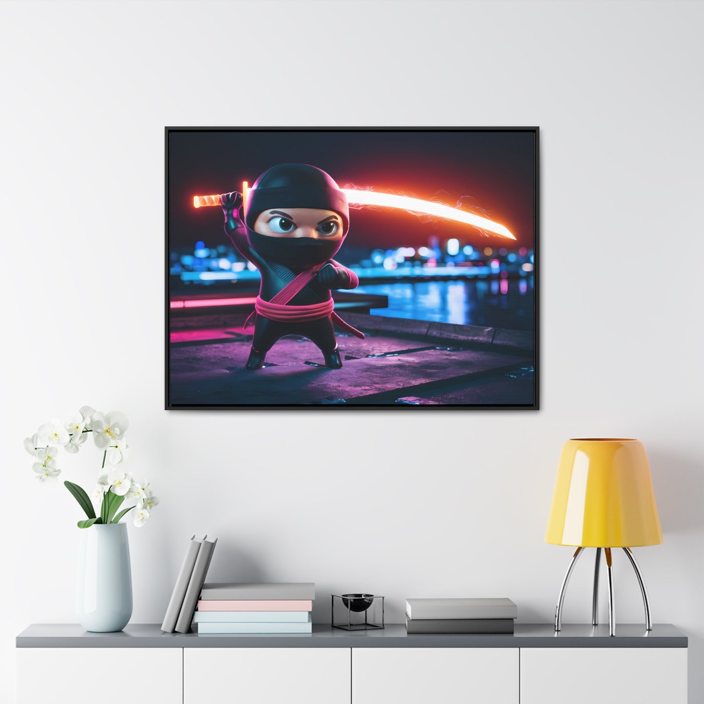 Neon Ninja Showdown - Gallery Canvas Wraps, Horizontal Frame