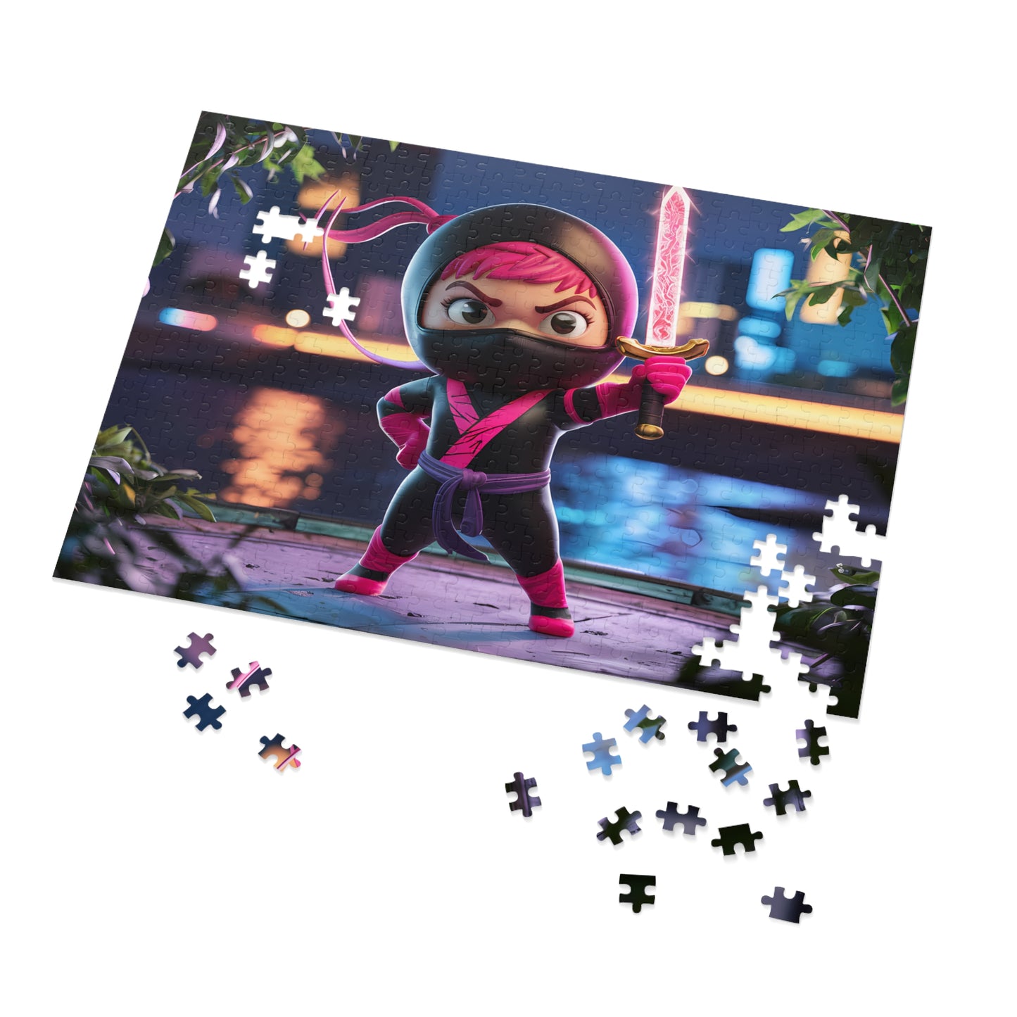 "Ninja Warrior: Pink Blade at Dusk" - Jigsaw Puzzle (30, 110, 252, 500,1000-Piece)