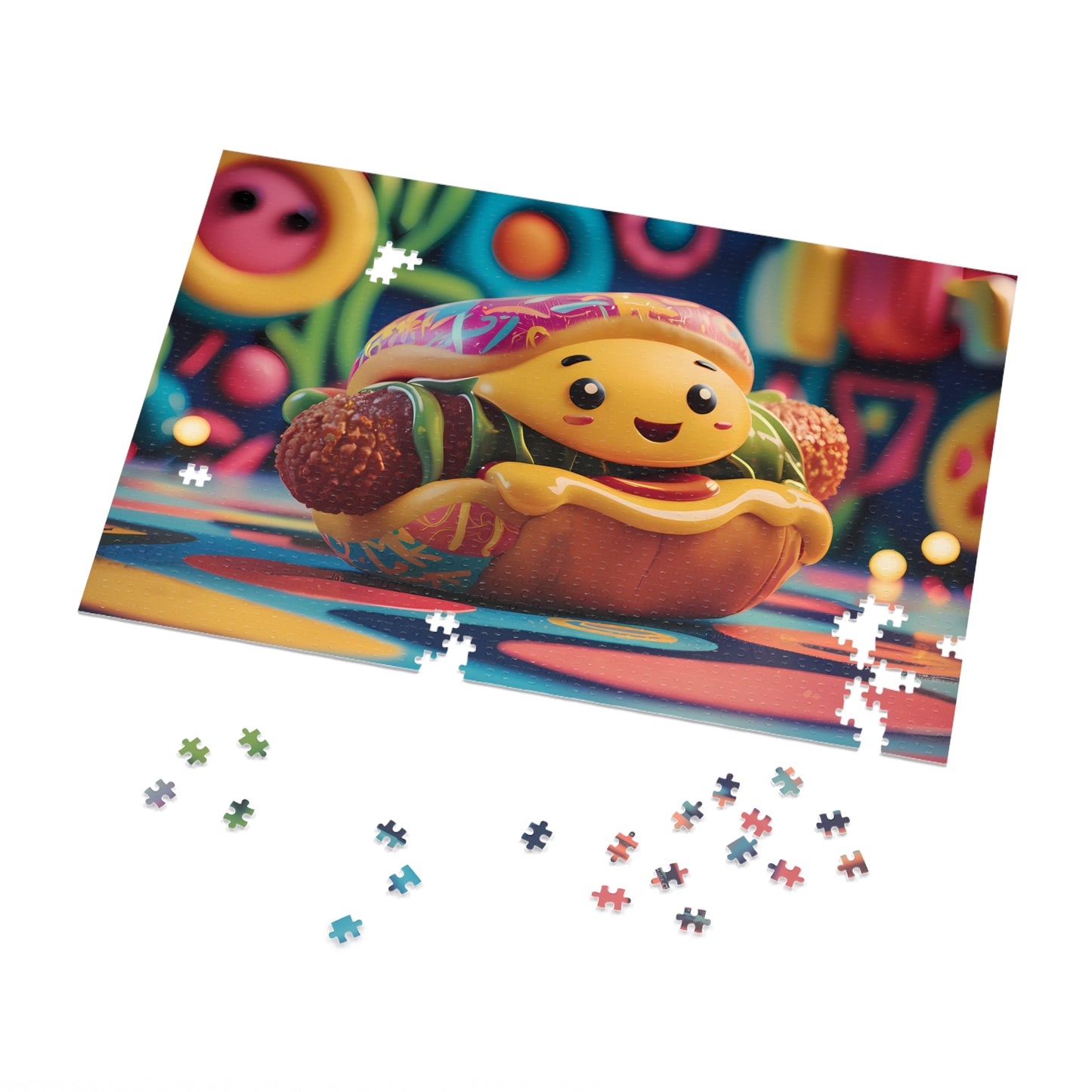 "Cheerful Hotdog Delight" - Jigsaw Puzzle (30, 110, 252, 500,1000-Piece)
