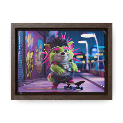 Punk Pup on a Neon Night - Gallery Canvas Wraps, Horizontal Frame