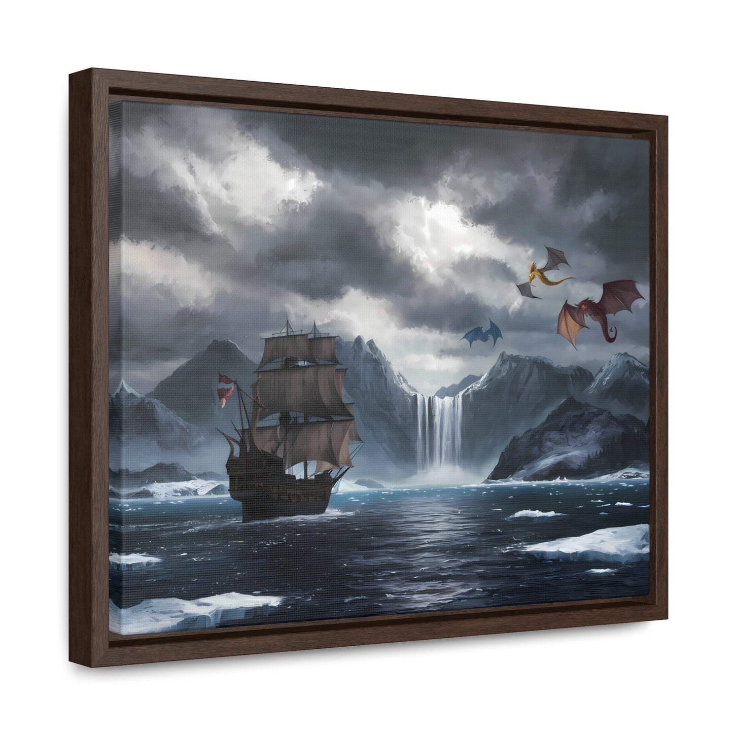 "The Voyage to Dragon's Fjord" - Gallery Canvas Wraps, Horizontal Frame