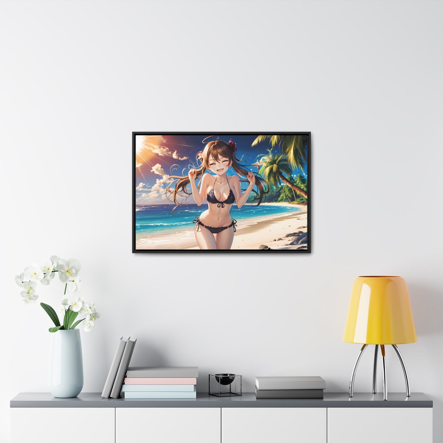 Sunlit Joy on the Beach - Gallery Canvas Wraps, Horizontal Frame