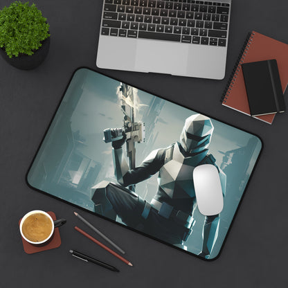 Geometric Cyber Soldier - Desk Mat