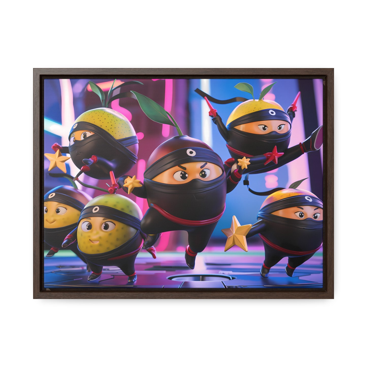 Ninja Citrus Squad: Star Power Unleashed - Gallery Canvas Wraps, Horizontal Frame