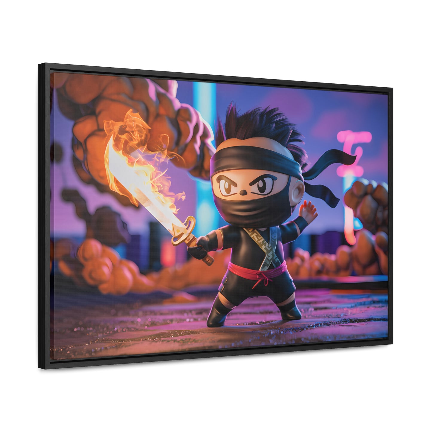 "Flameblade Ninja in Action" - Gallery Canvas Wraps, Horizontal Frame