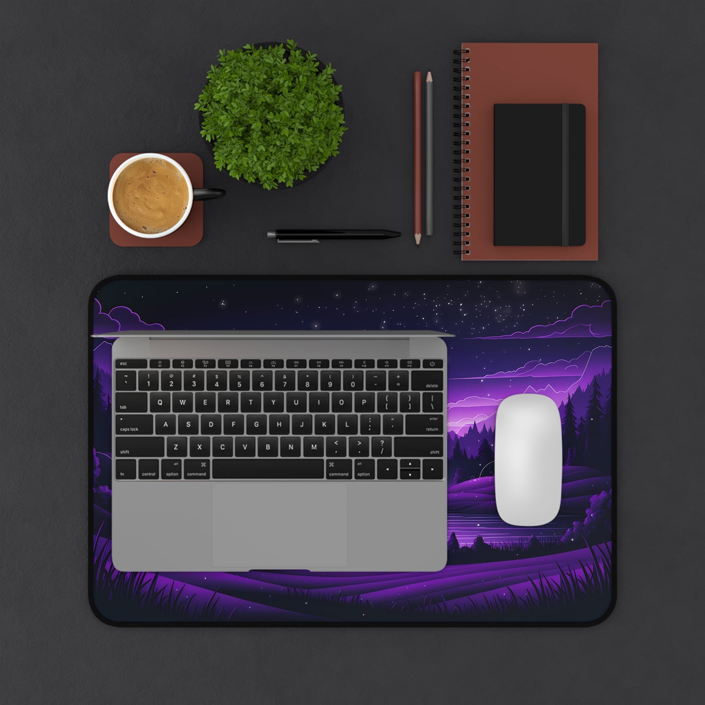 Purple Neon Night - Desk Mat