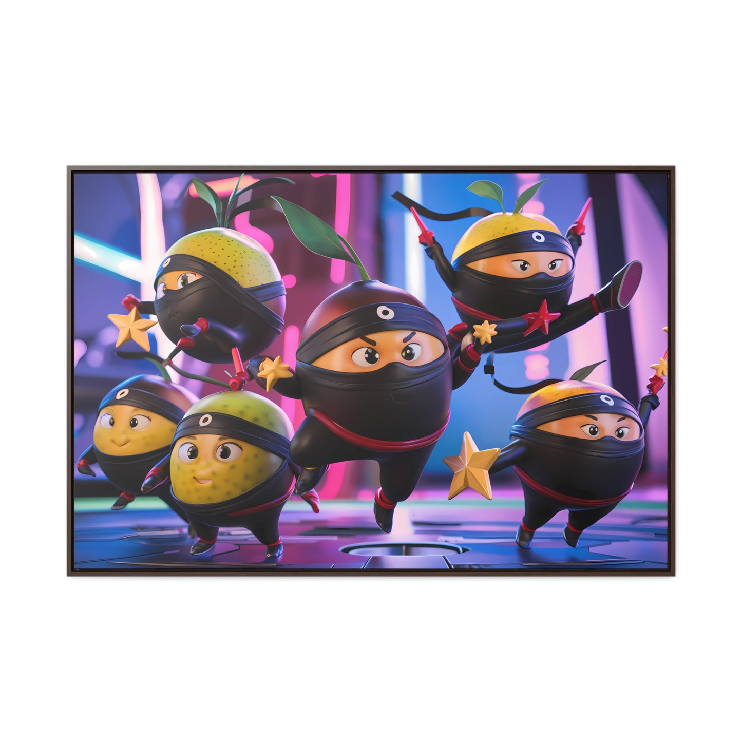 Ninja Citrus Squad: Star Power Unleashed - Gallery Canvas Wraps, Horizontal Frame