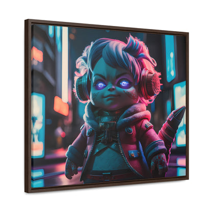 Neon Guardian in the Cyber City - Gallery Canvas Wraps, Horizontal Frame