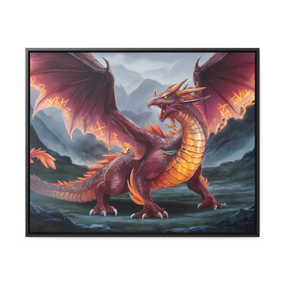 The Inferno Wyrm of the Ashen Peaks - Gallery Canvas Wraps, Horizontal Frame