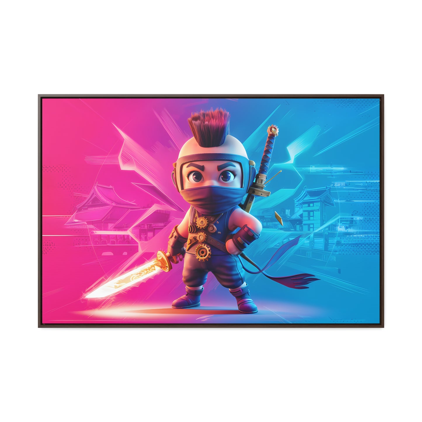 Neon Ninja Showdown - Gallery Canvas Wraps, Horizontal Frame