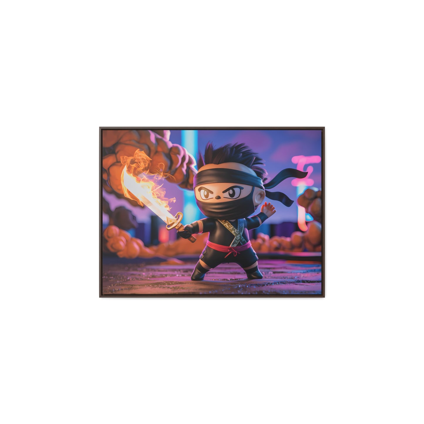 "Flameblade Ninja in Action" - Gallery Canvas Wraps, Horizontal Frame