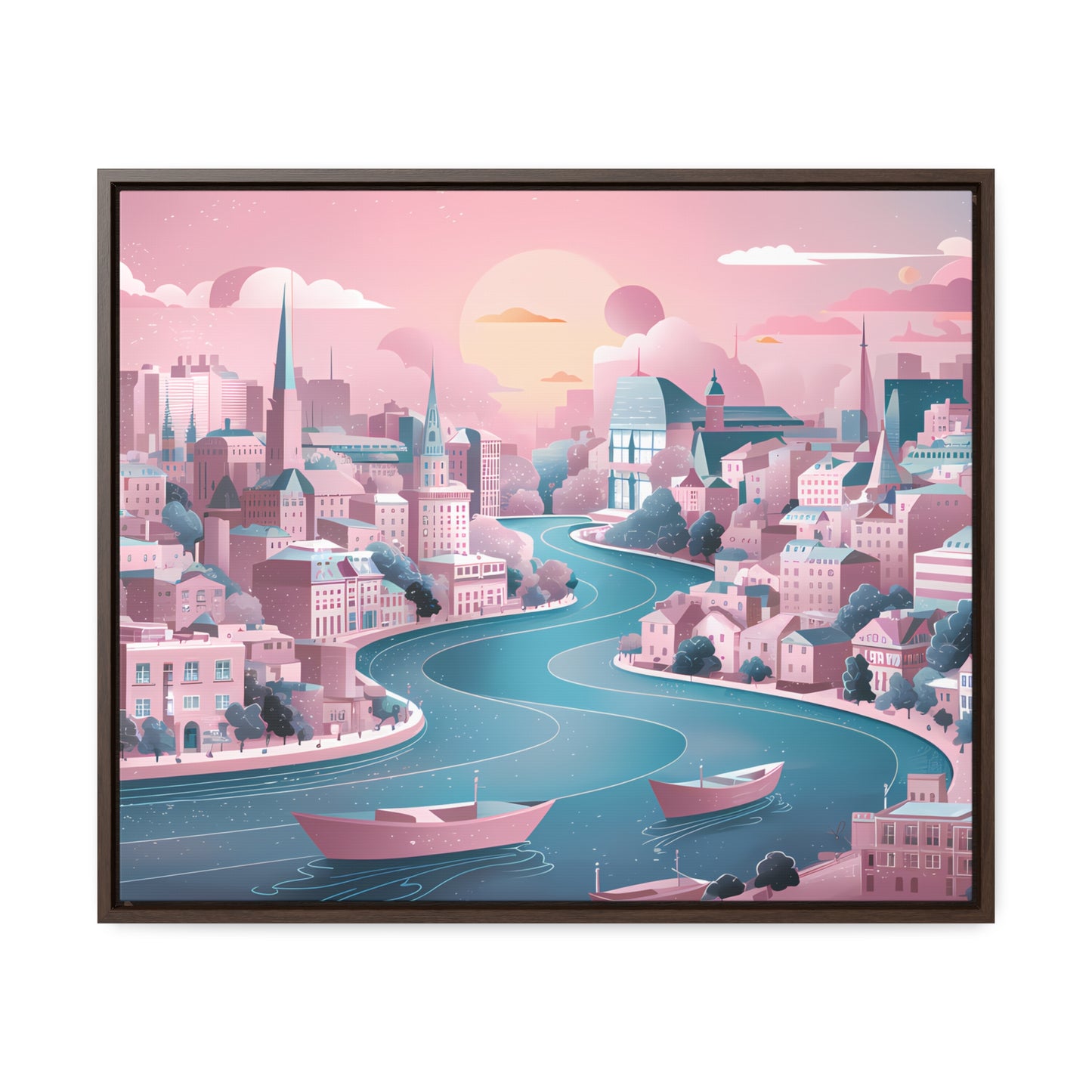 Serene City at Dawn - Gallery Canvas Wraps, Horizontal Frame