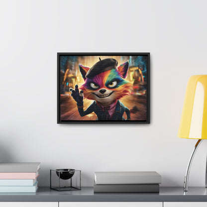 Feline Frenzy in the City Lights - Gallery Canvas Wraps, Horizontal Frame
