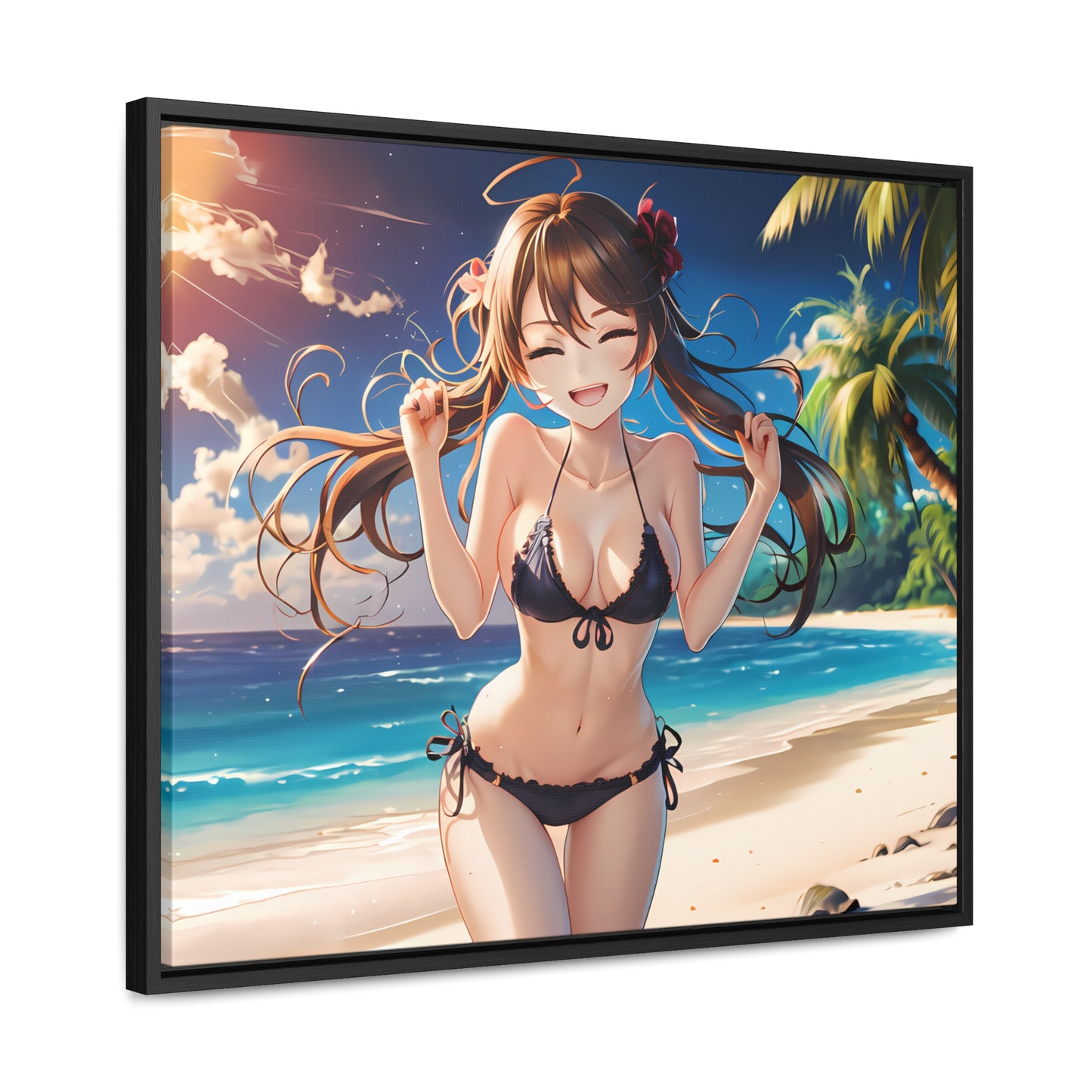 Sunlit Joy on the Beach - Gallery Canvas Wraps, Horizontal Frame