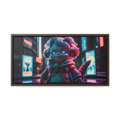 Neon Guardian in the Cyber City - Gallery Canvas Wraps, Horizontal Frame