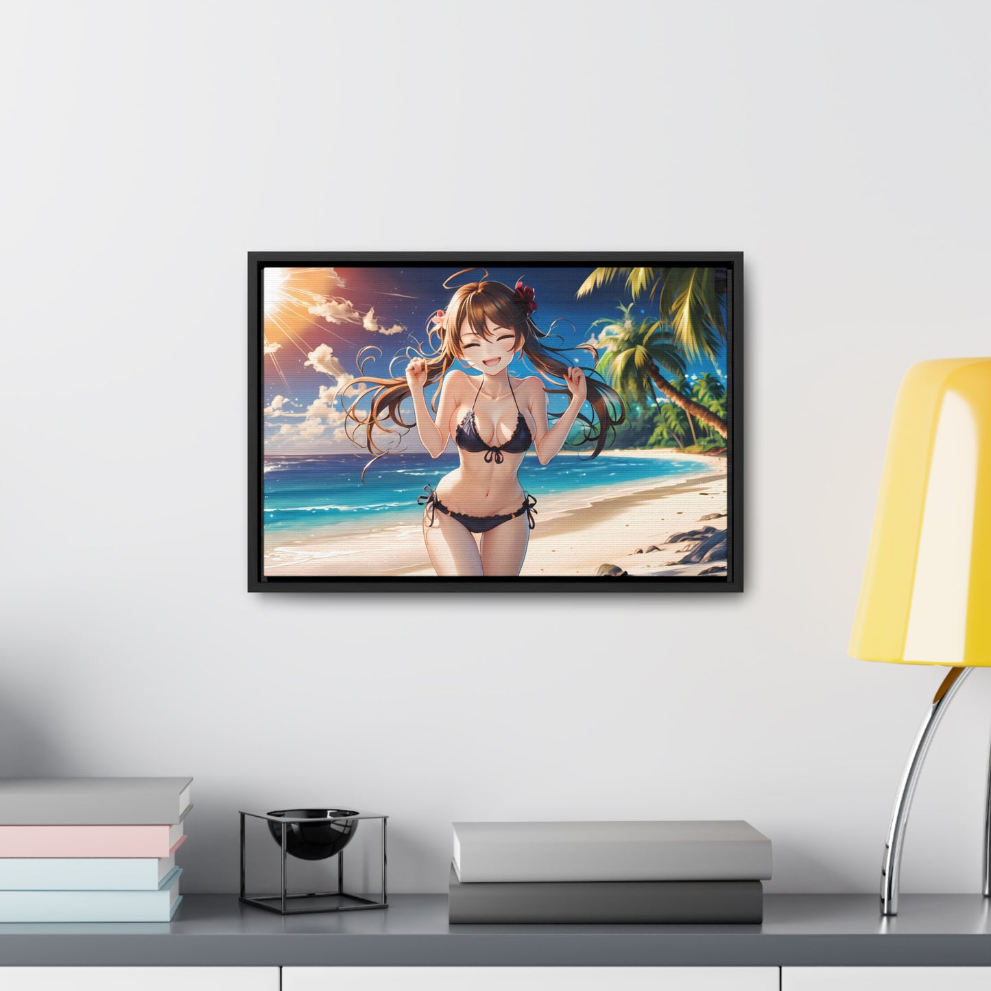 Sunlit Joy on the Beach - Gallery Canvas Wraps, Horizontal Frame