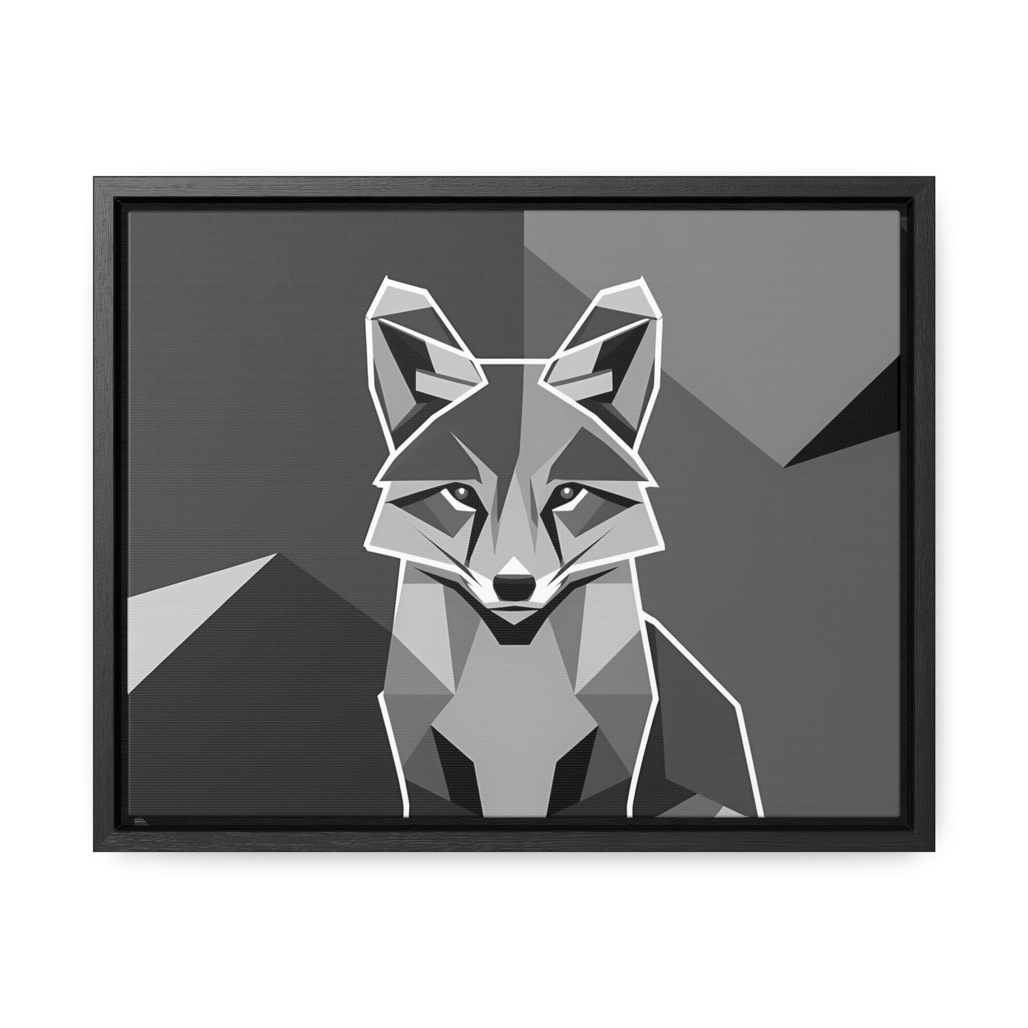 "Geometric Fox in Monochrome" - Gallery Canvas Wraps, Horizontal Frame