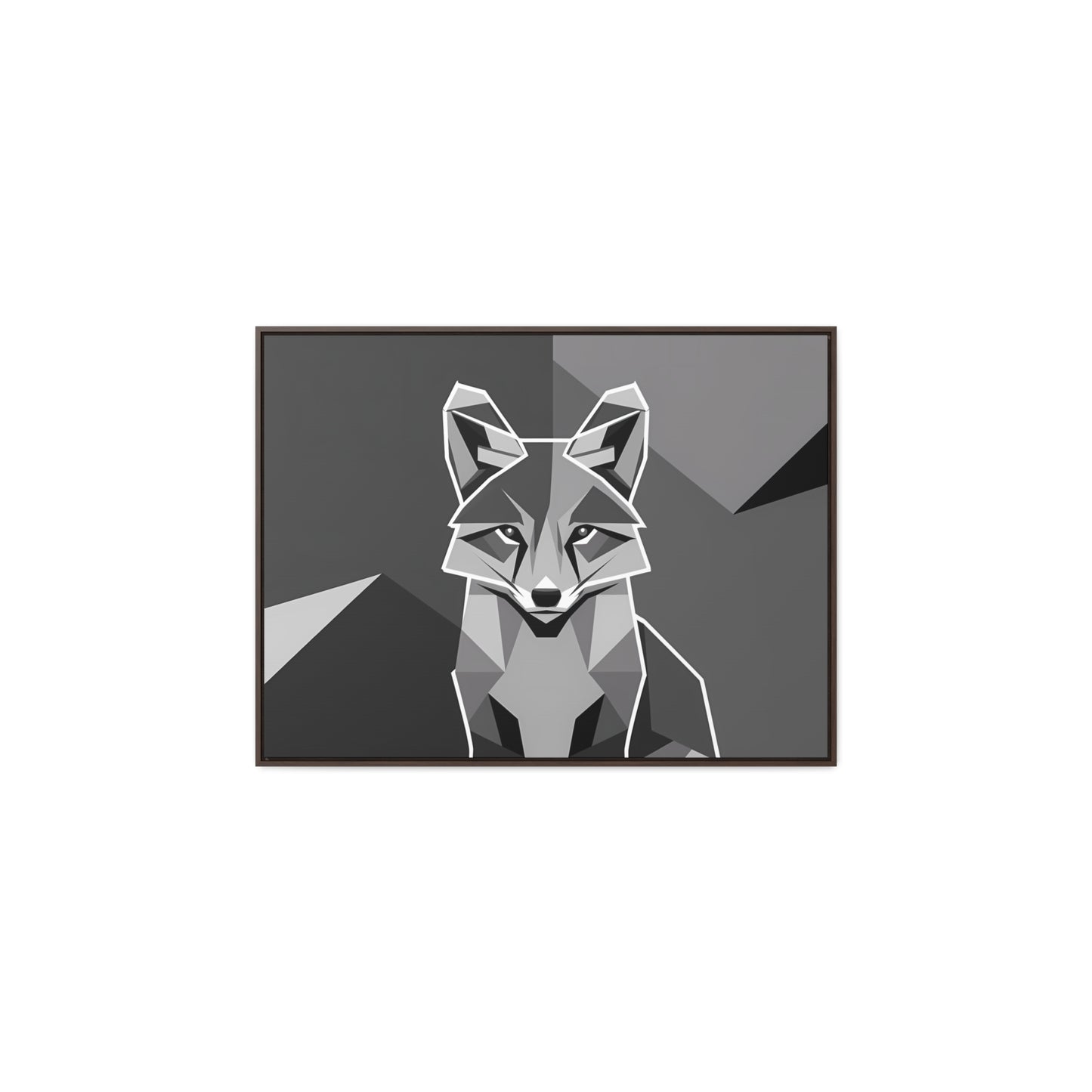 "Geometric Fox in Monochrome" - Gallery Canvas Wraps, Horizontal Frame