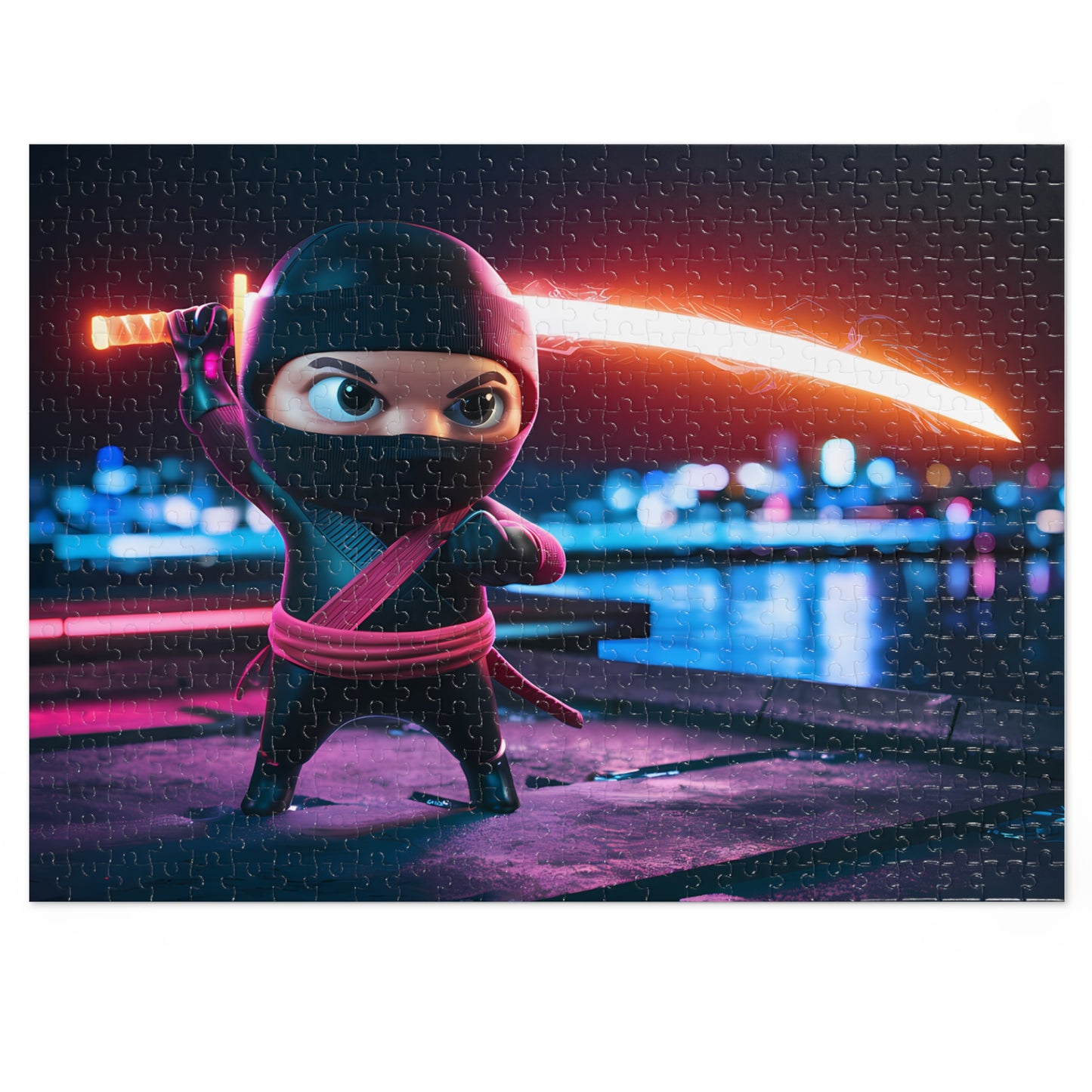 Neon Ninja on the Rooftop - Jigsaw Puzzle (30, 110, 252, 500,1000-Piece)