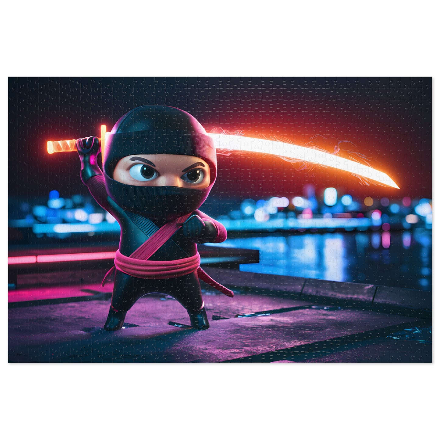 Neon Ninja on the Rooftop - Jigsaw Puzzle (30, 110, 252, 500,1000-Piece)