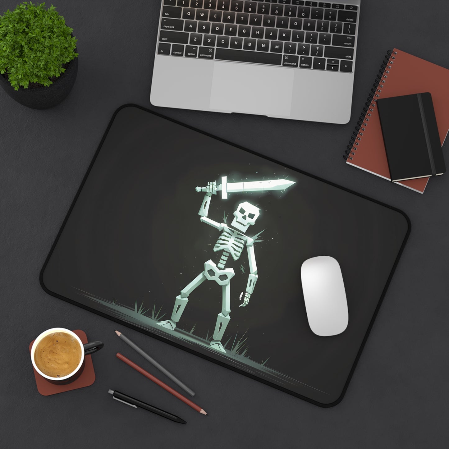Geometric Skeleton Swordsman - Desk Mat
