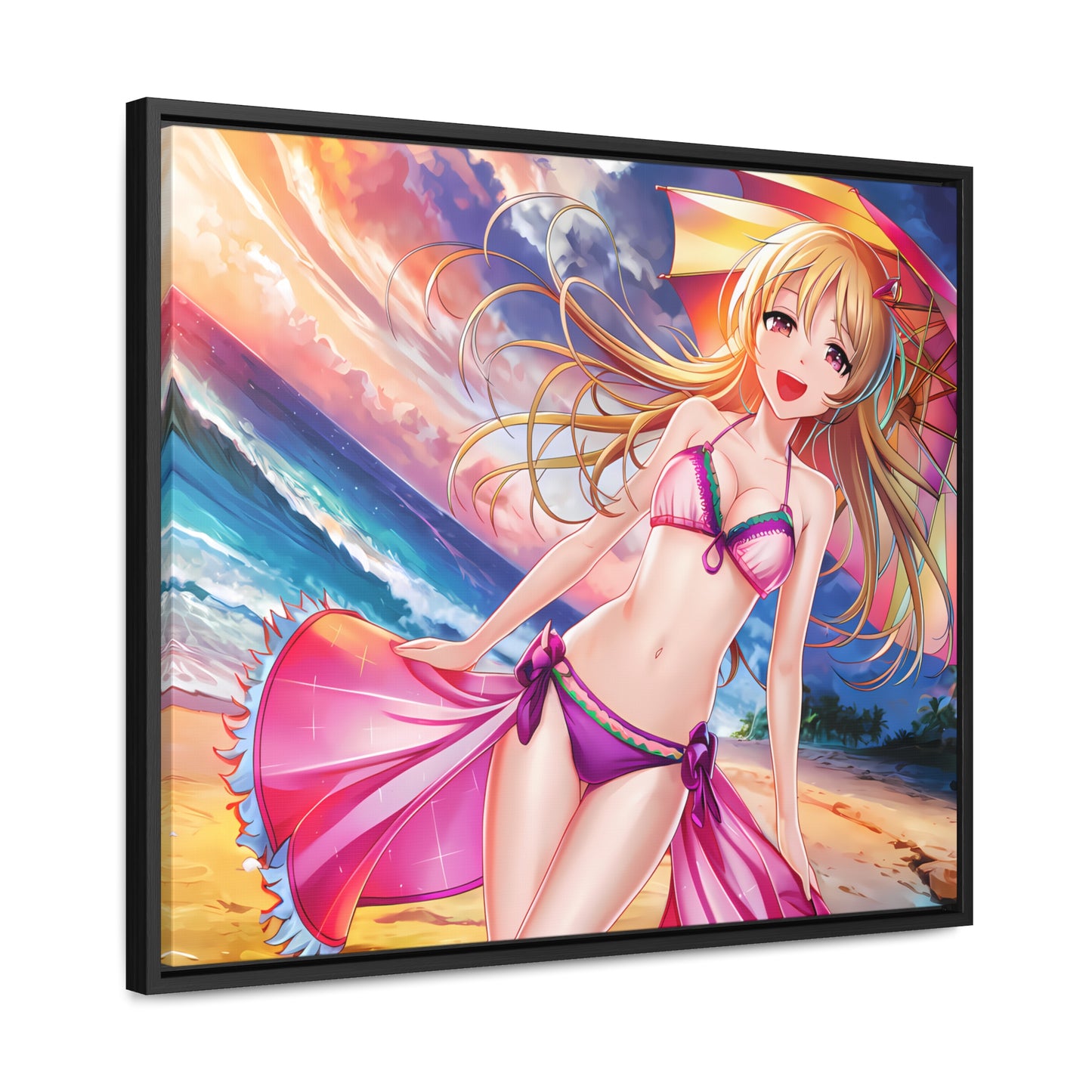 Sunset Stroll on the Beach - Gallery Canvas Wraps, Horizontal Frame