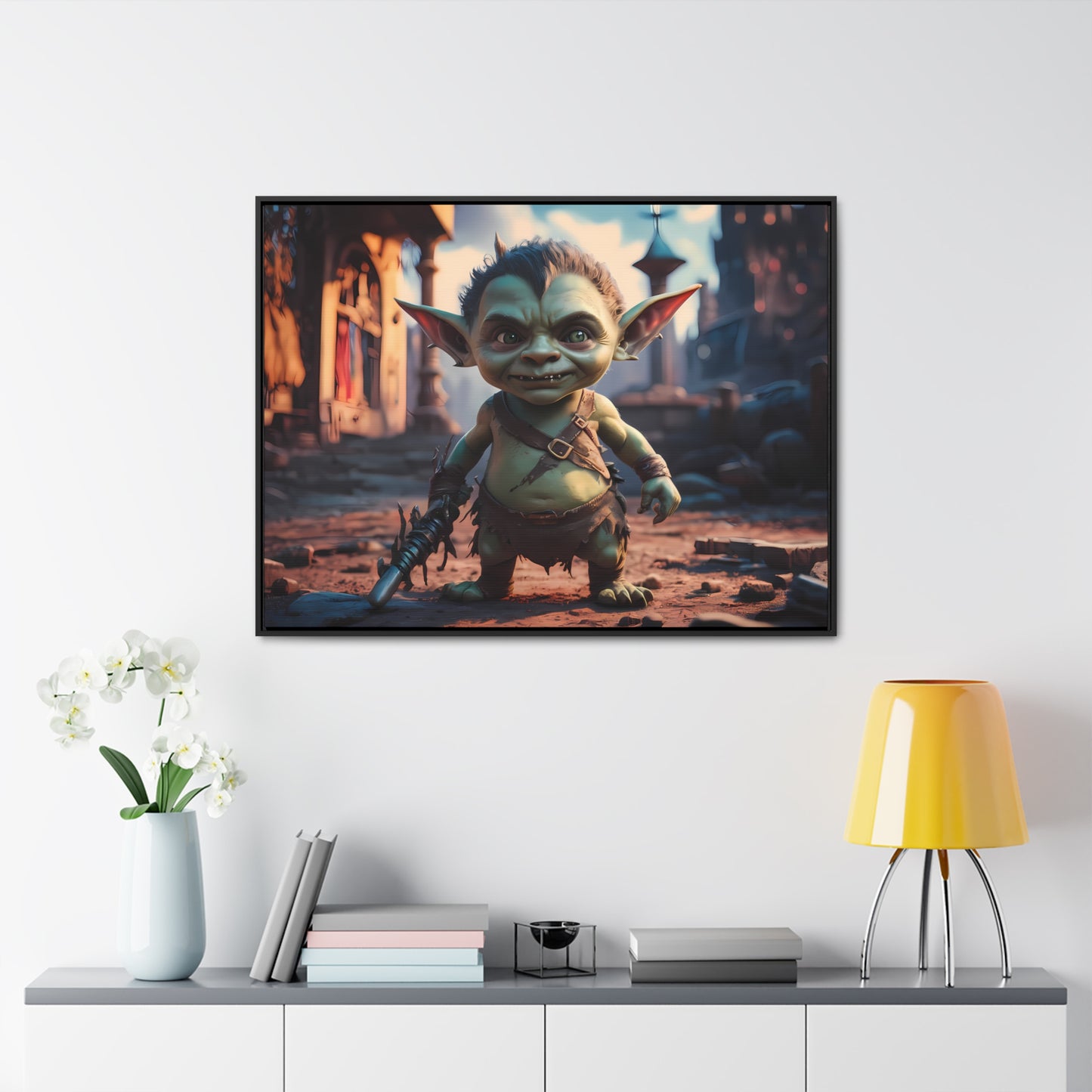 Goblin Warrior in the Ruined City - Gallery Canvas Wraps, Horizontal Frame
