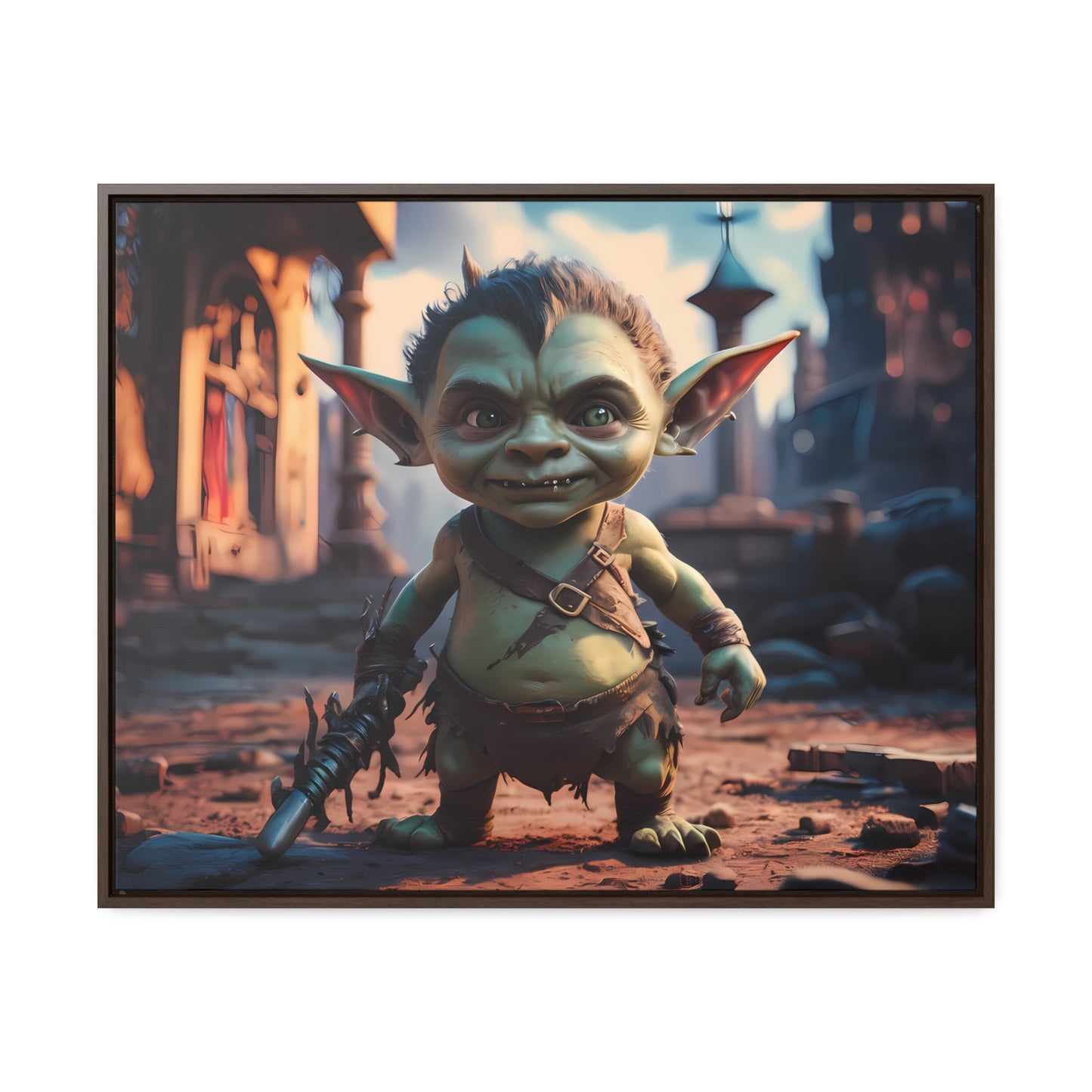 Goblin Warrior in the Ruined City - Gallery Canvas Wraps, Horizontal Frame