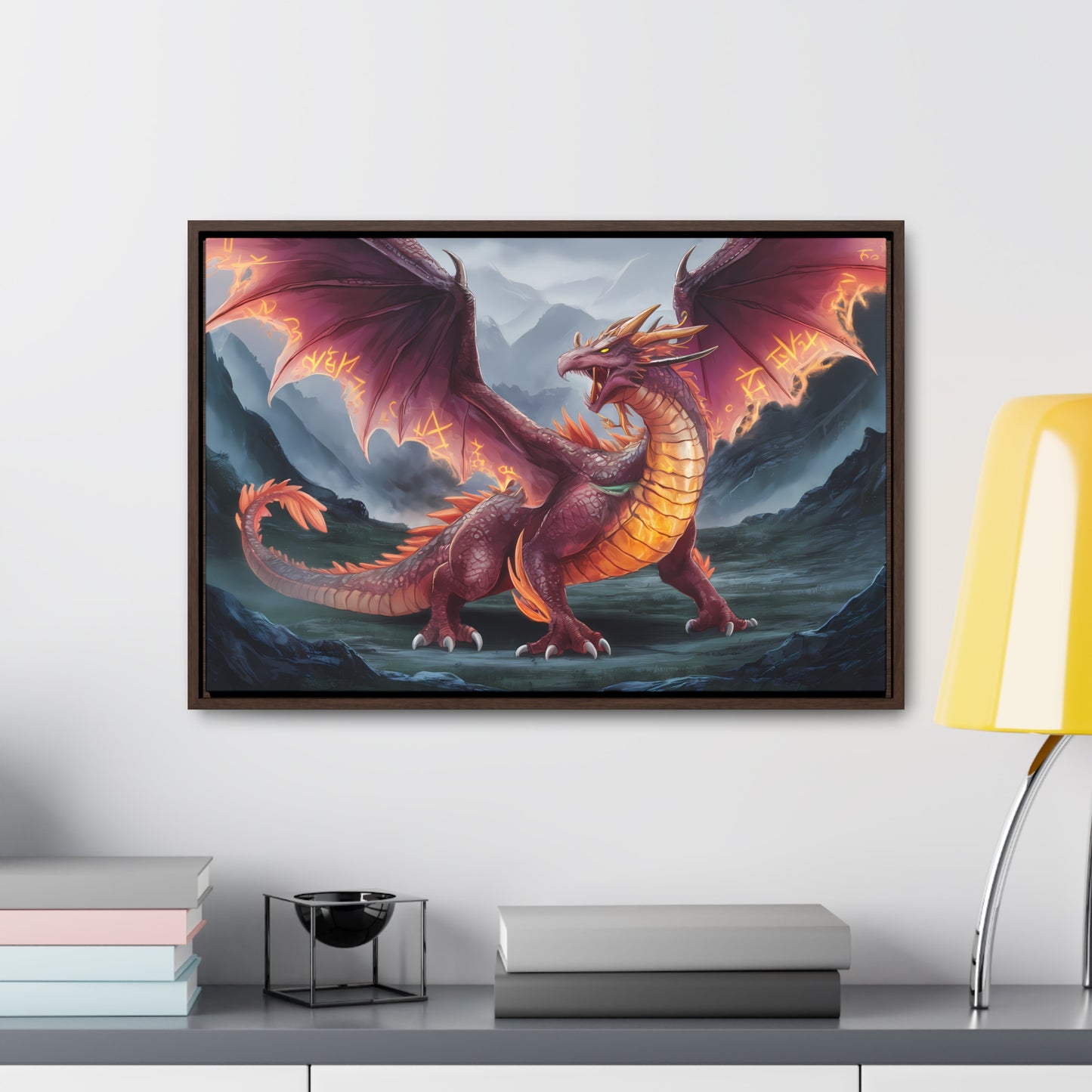 The Inferno Wyrm of the Ashen Peaks - Gallery Canvas Wraps, Horizontal Frame