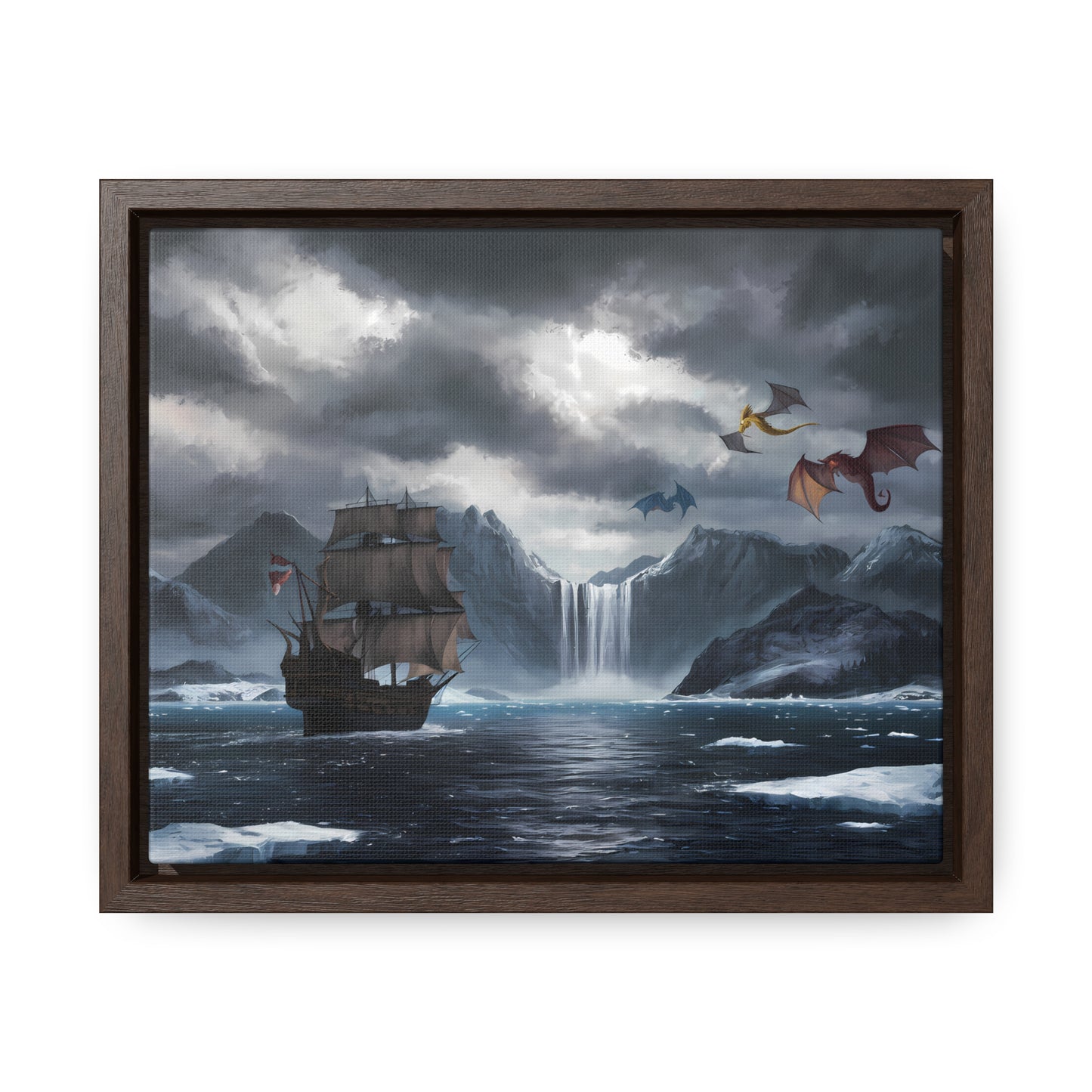 "The Voyage to Dragon's Fjord" - Gallery Canvas Wraps, Horizontal Frame