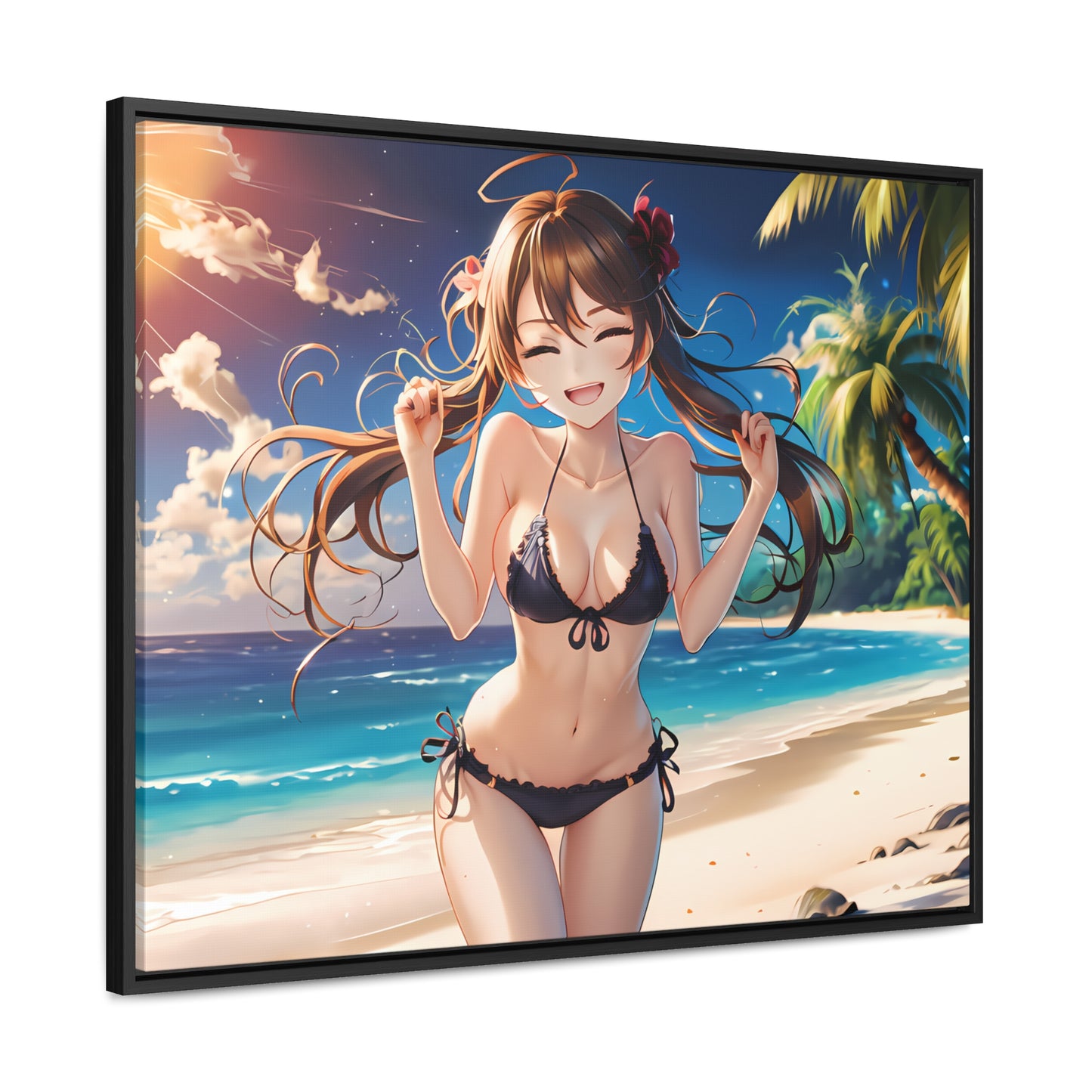 Sunlit Joy on the Beach - Gallery Canvas Wraps, Horizontal Frame