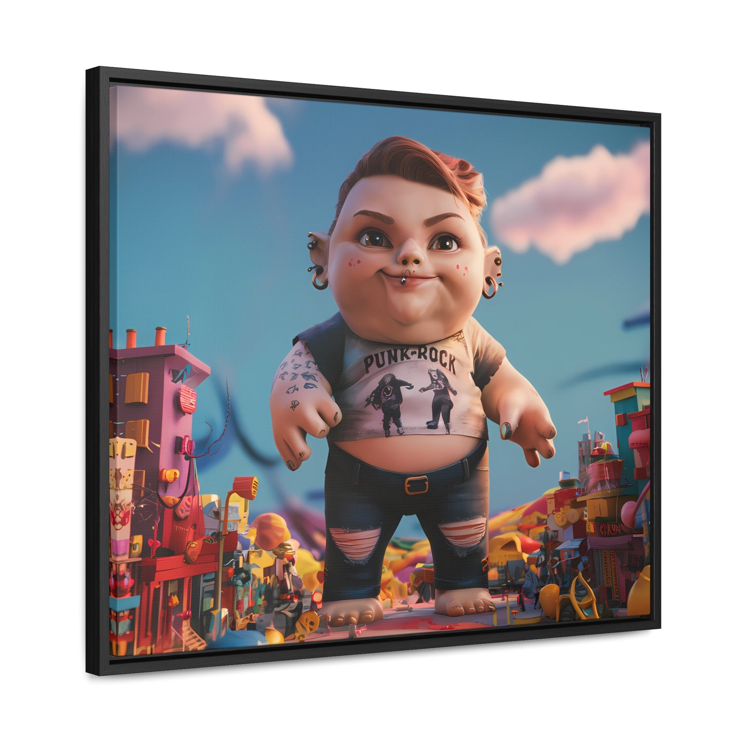 "Punk Rock Titan in Toy Town" - Gallery Canvas Wraps, Horizontal Frame
