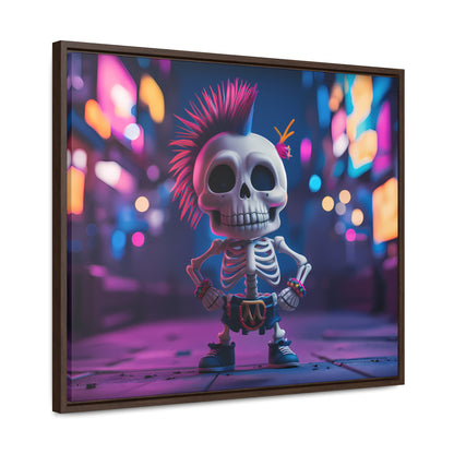 Punk Skeleton in Neon City - Gallery Canvas Wraps, Horizontal Frame
