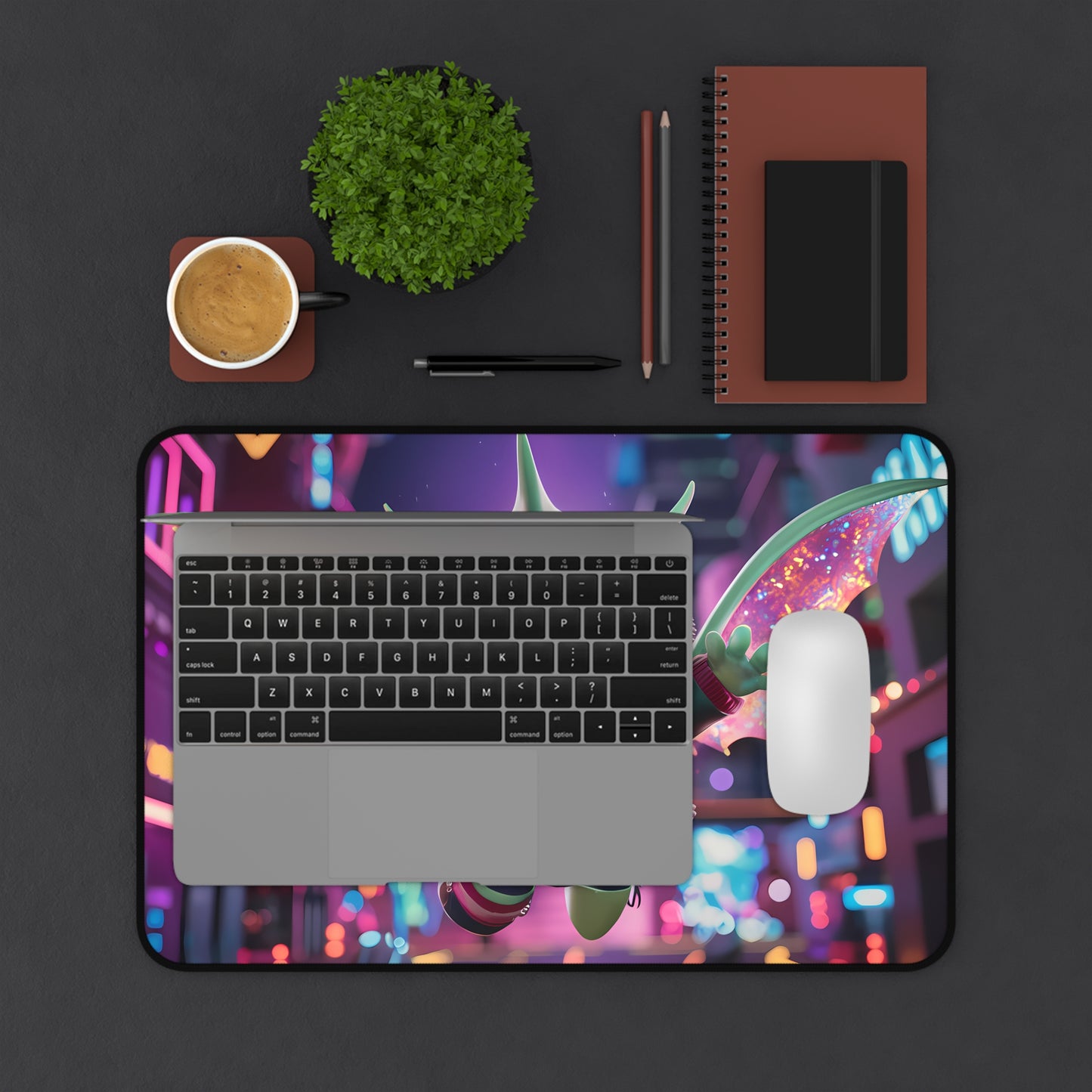 Neon Winged Mischief - Desk Mat