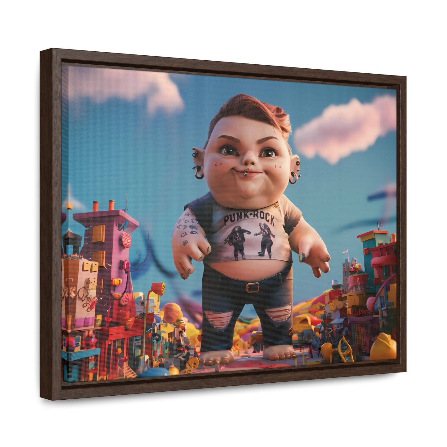 "Punk Rock Titan in Toy Town" - Gallery Canvas Wraps, Horizontal Frame