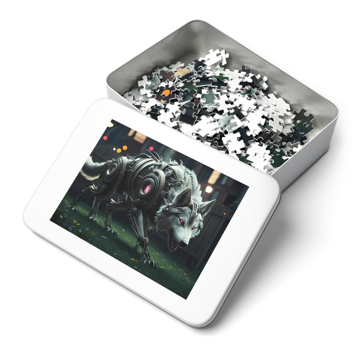Cybernetic Alpha Wolf in the Urban Night - Jigsaw Puzzle (30, 110, 252, 500,1000-Piece)