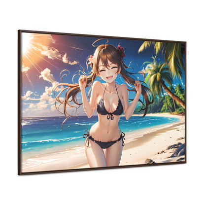 Sunlit Joy on the Beach - Gallery Canvas Wraps, Horizontal Frame