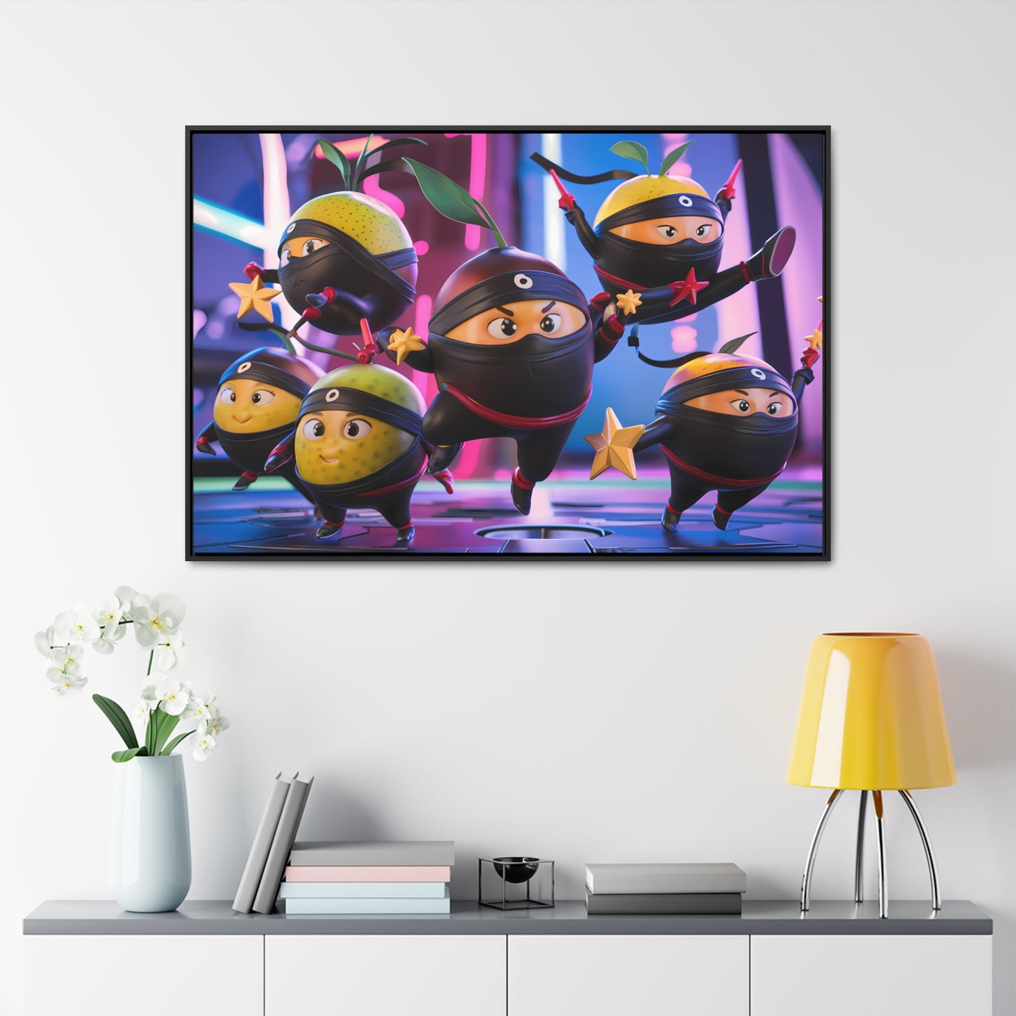 Ninja Citrus Squad: Star Power Unleashed - Gallery Canvas Wraps, Horizontal Frame
