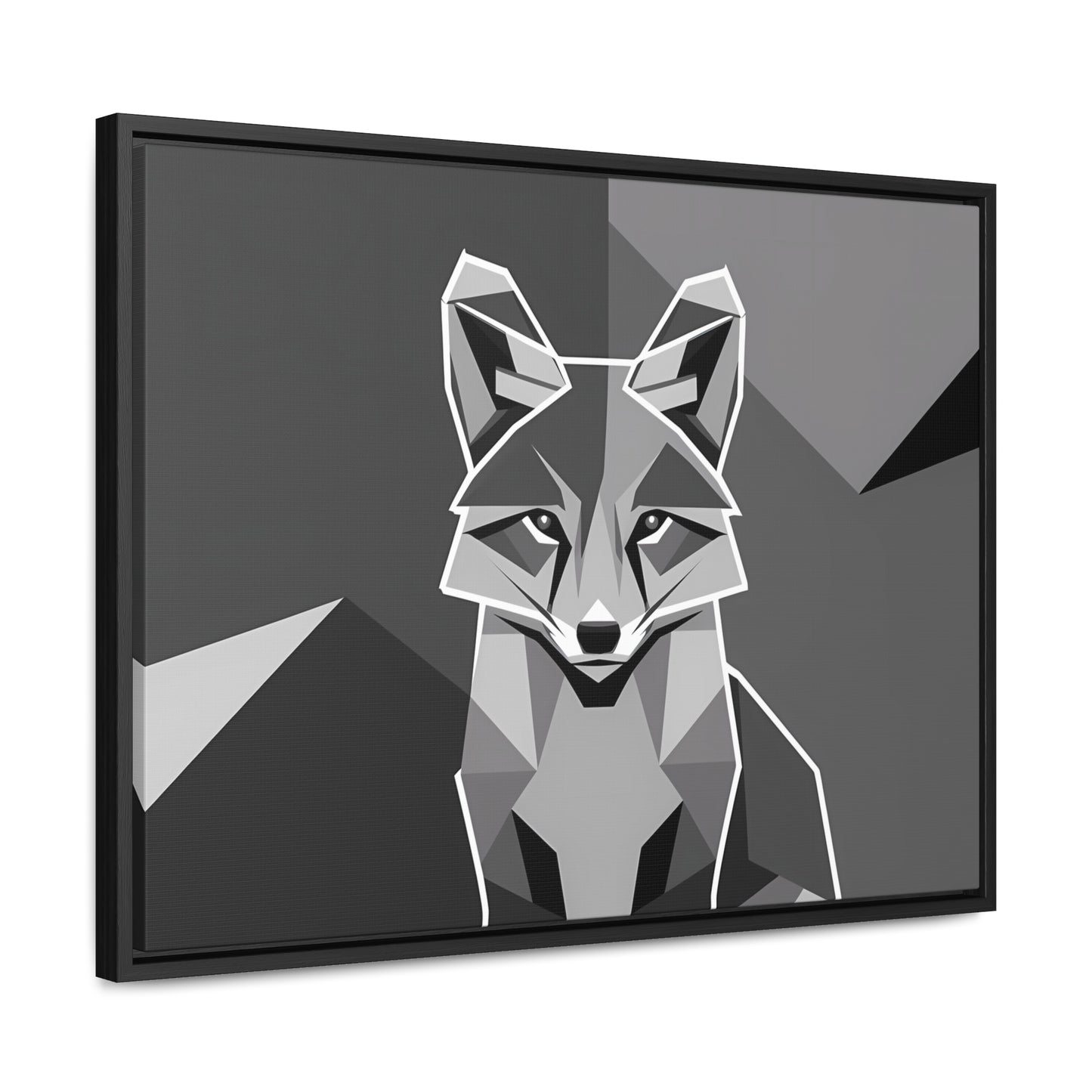 "Geometric Fox in Monochrome" - Gallery Canvas Wraps, Horizontal Frame