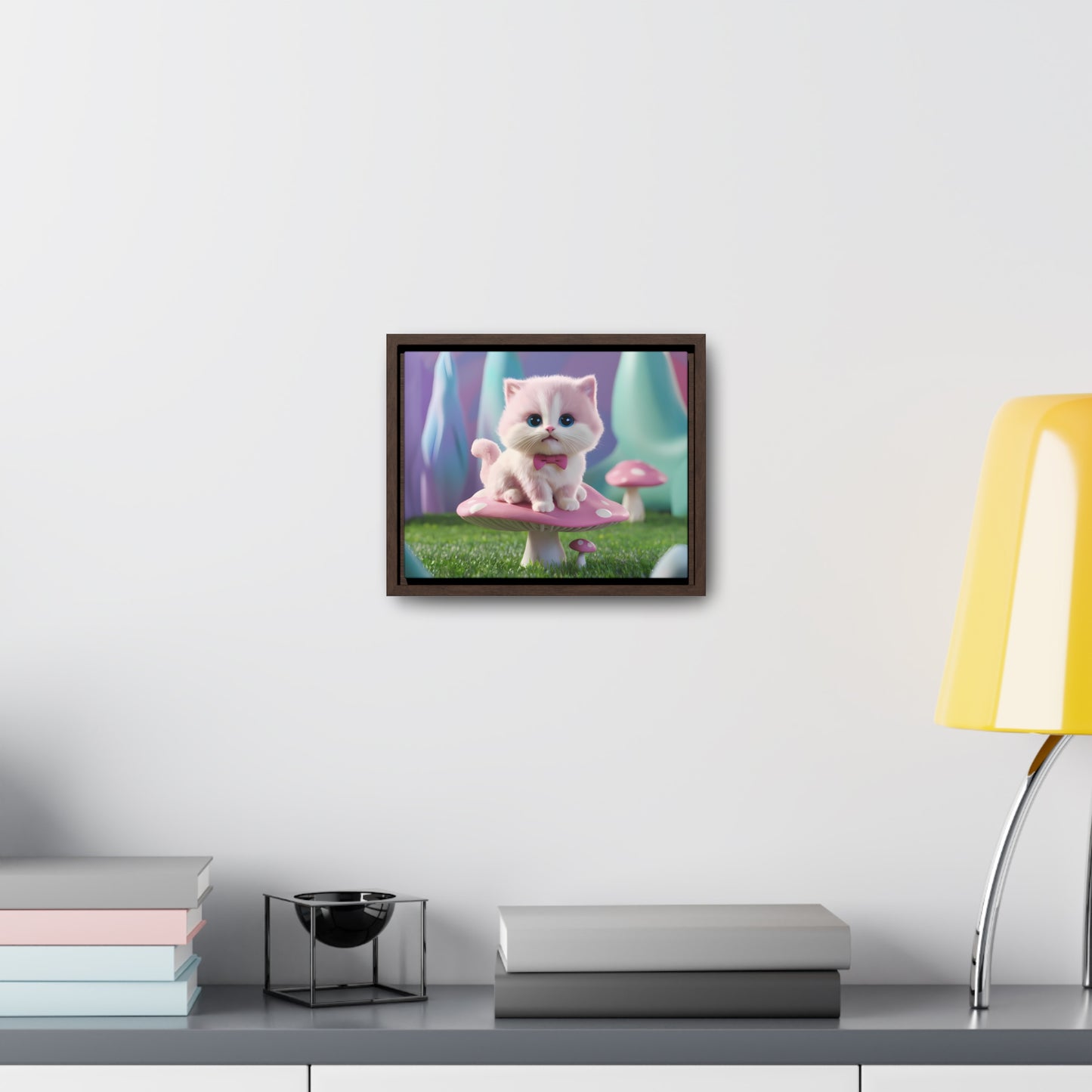 Whimsical Kitten on a Mushroom Throne - Gallery Canvas Wraps, Horizontal Frame