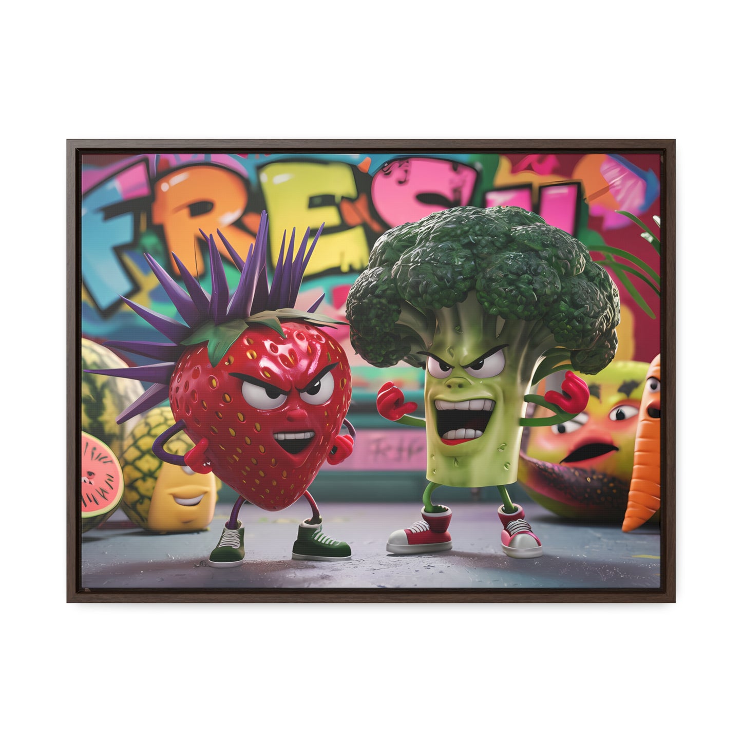 "Fresh Fight: Battle of the Bites" - Gallery Canvas Wraps, Horizontal Frame