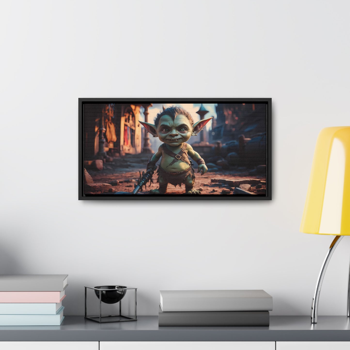 Goblin Warrior in the Ruined City - Gallery Canvas Wraps, Horizontal Frame