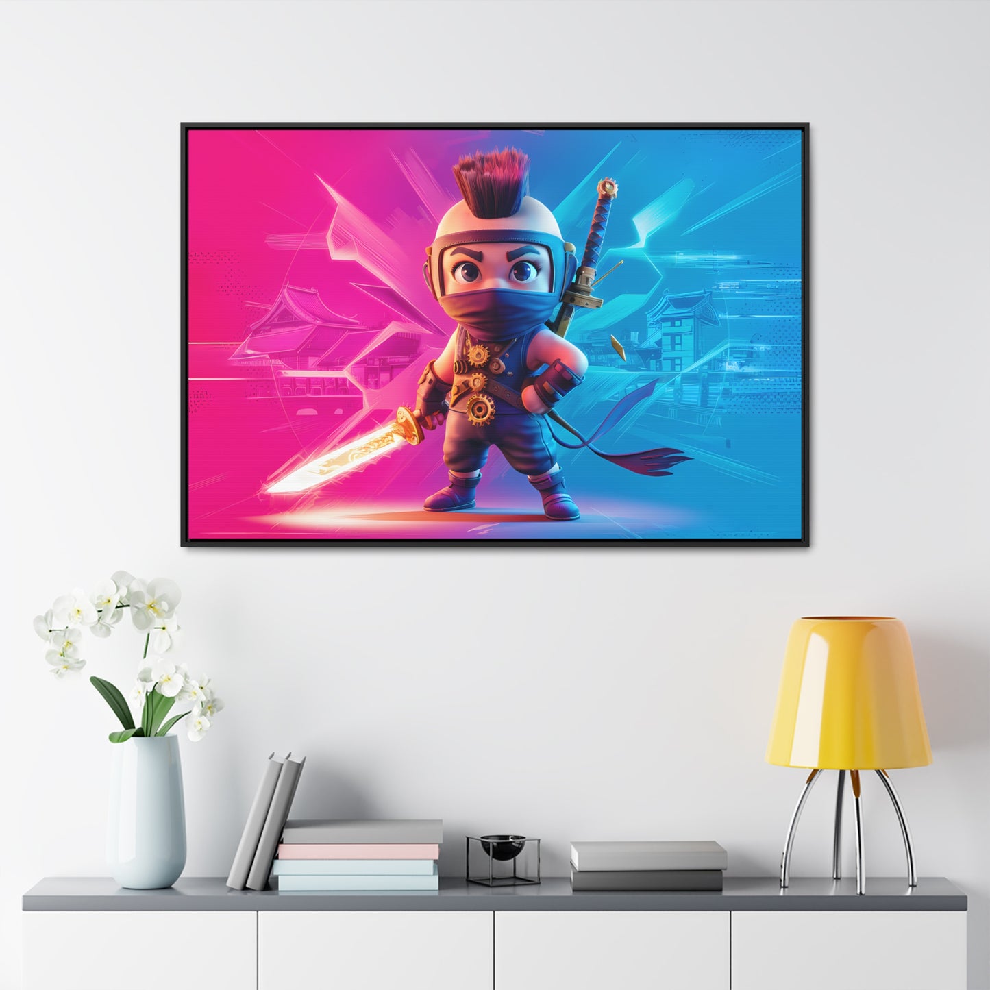 Neon Ninja Showdown - Gallery Canvas Wraps, Horizontal Frame
