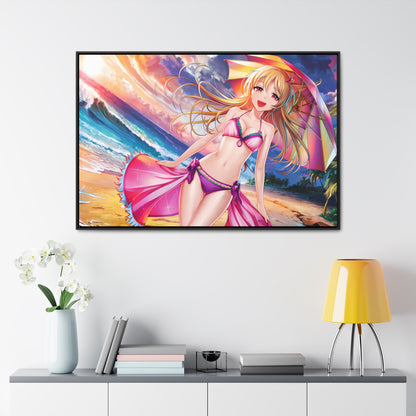 Sunset Stroll on the Beach - Gallery Canvas Wraps, Horizontal Frame