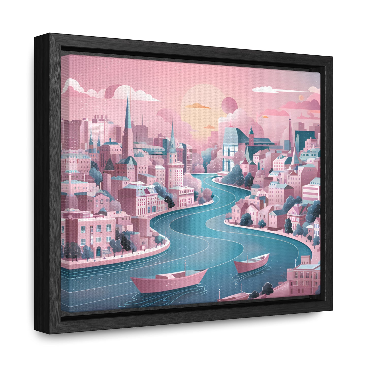 Serene City at Dawn - Gallery Canvas Wraps, Horizontal Frame