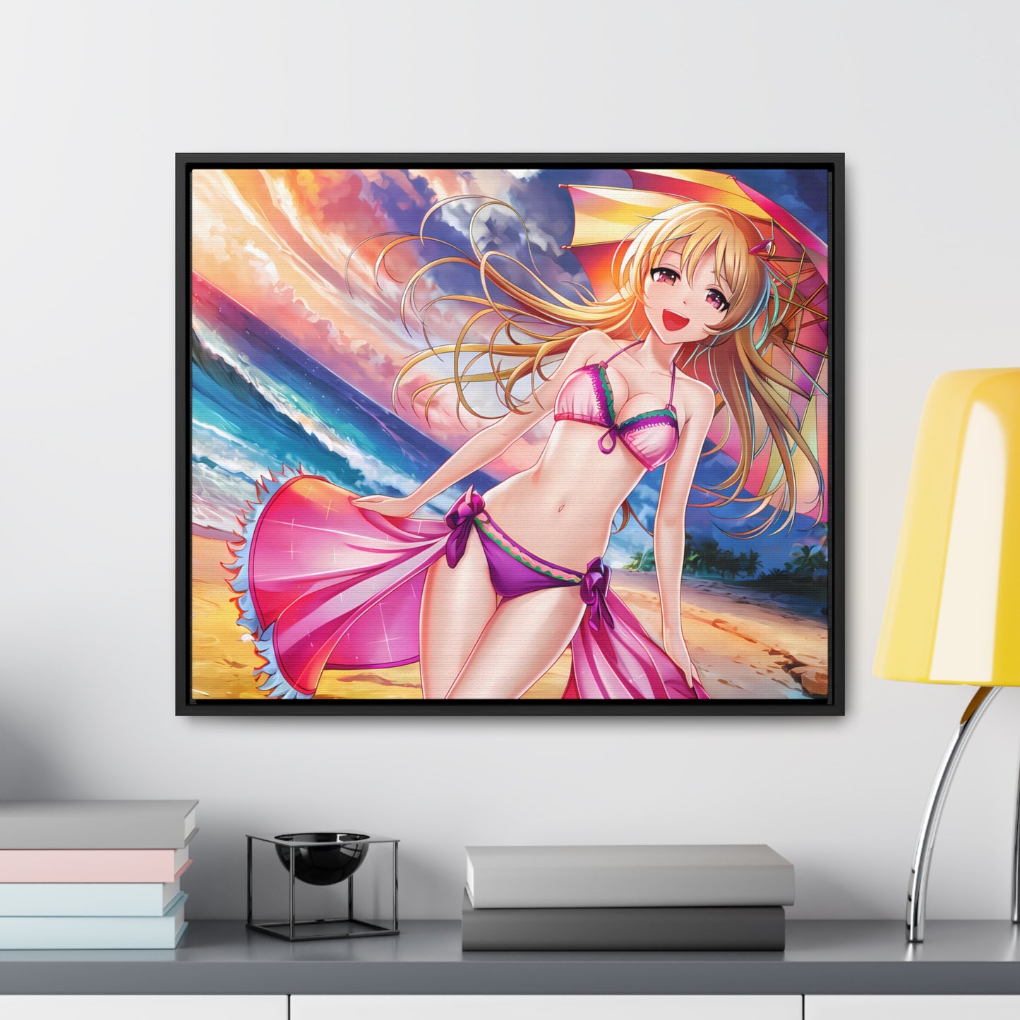 Sunset Stroll on the Beach - Gallery Canvas Wraps, Horizontal Frame